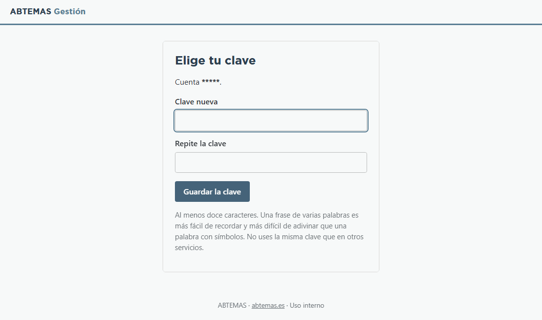 Activar la cuenta: elegir la clave